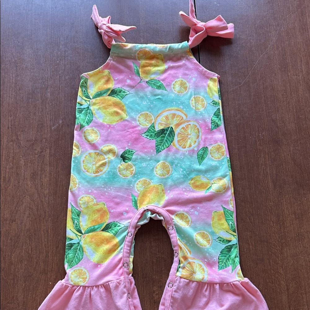 Pink Lemon Print Romper size 6-12 months